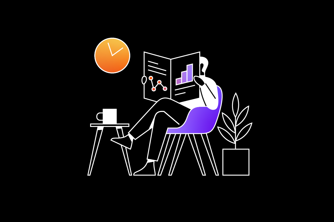 Illustration Mann mit Zeitung